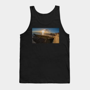 Fisheye view of wooden groynes on Cromer beach at sunrise Tank Top